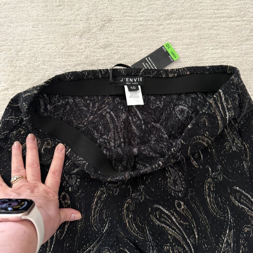 JEnvie New York Black Paisley Jacquard Pants Size 10 Made in USA Quiet Luxury - Picture 9 of 11